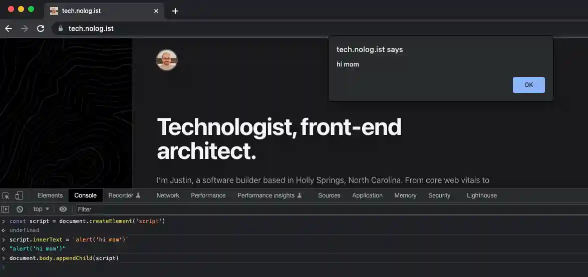 Example of a site with no CSP protection